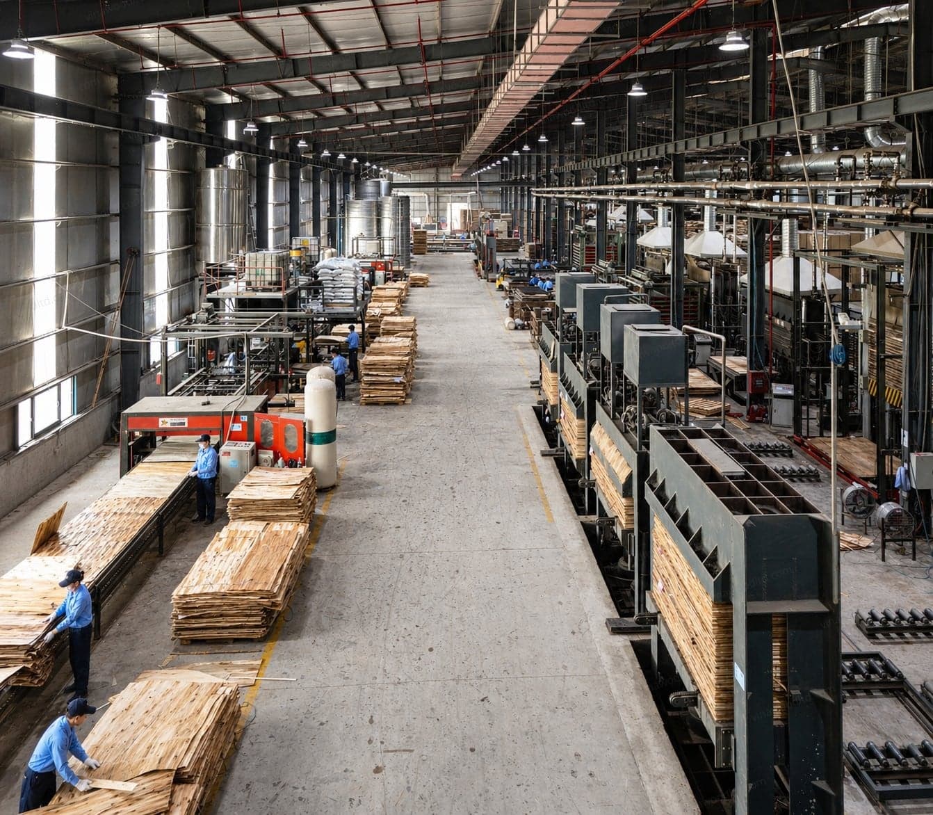 Glue application and cross-laminated lay-up on the mill line